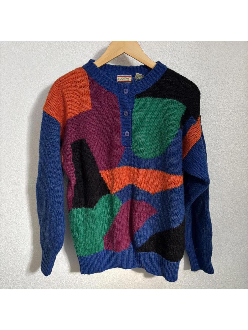 Vintage Colorful Knit Sweater
